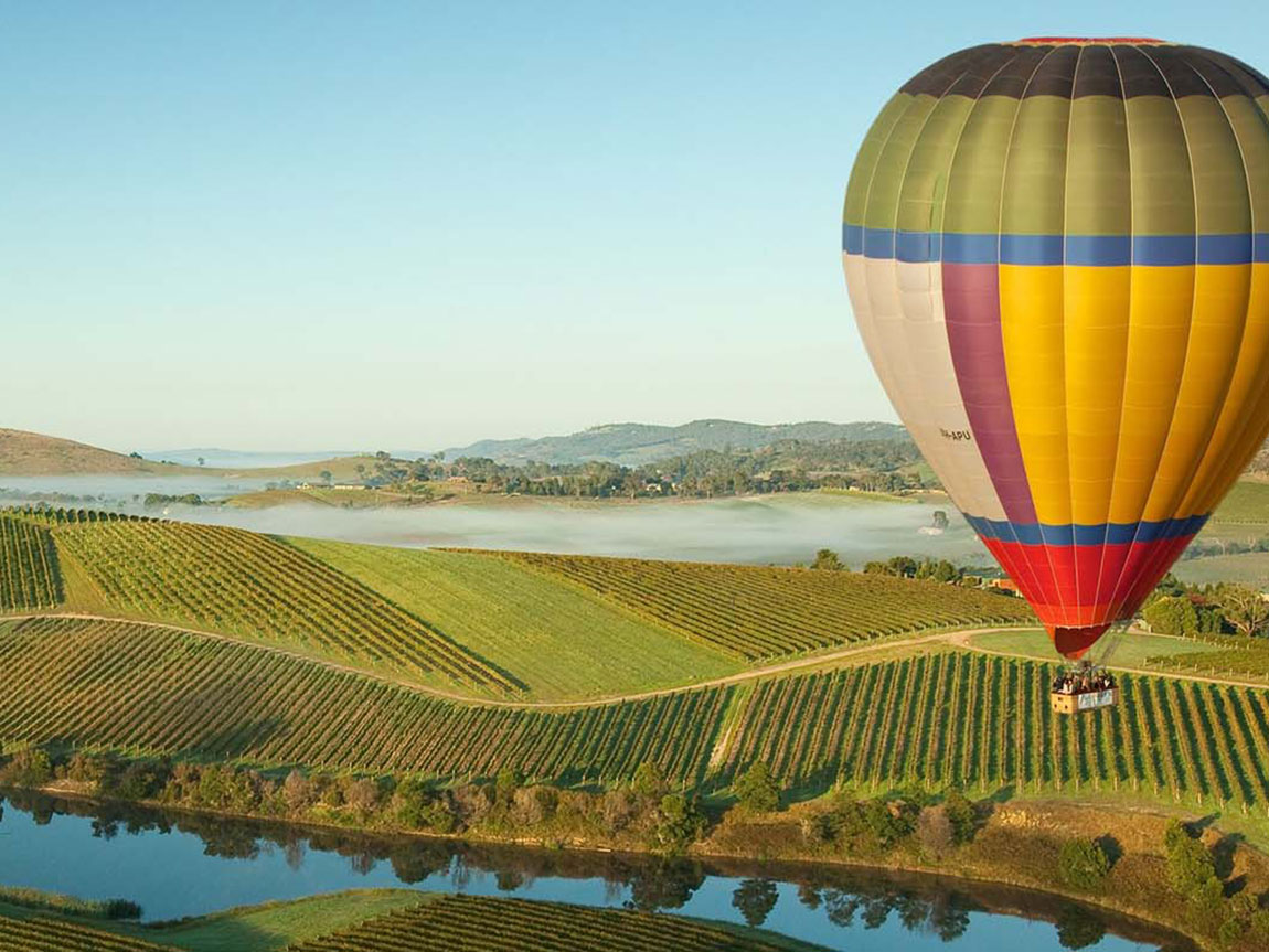 Visite privée de la vallée de la Yarra au départ de Melbourne: montgolfière et dégustation de vin